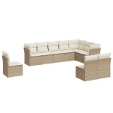 Cumpara ieftin Set canapele de gradina cu perne, 10 piese, bej, poliratan