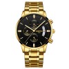 Ceas barbatesc de mana Nibosi Elegant Quartz Casual Fashion Analog Auriu Negru