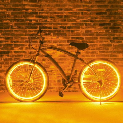 Kit fir luminos el wire pentru tuning roti bicicleta lungime 4 m invertoare incluse culoare galben foto