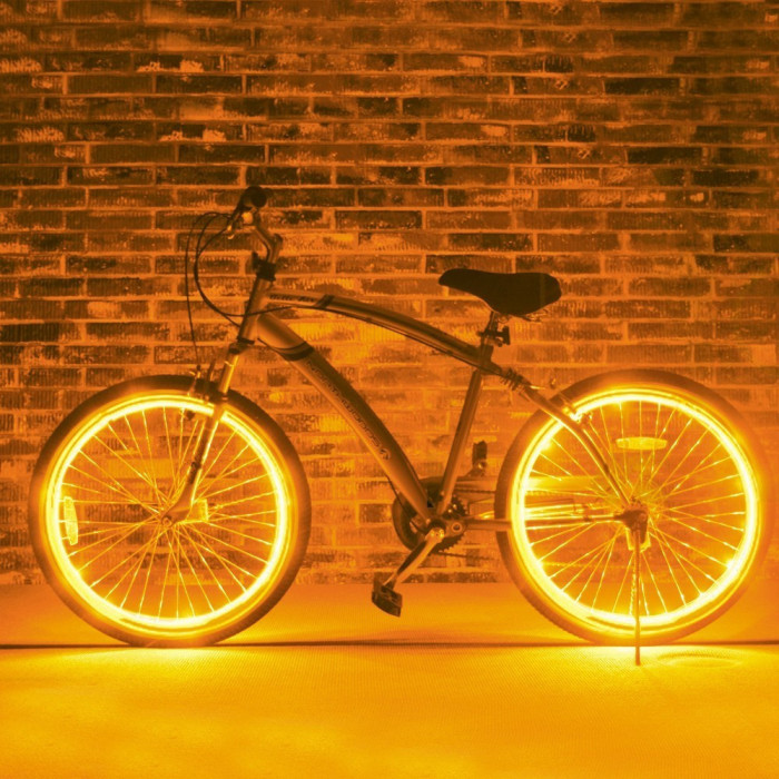Kit fir luminos el wire pentru tuning roti bicicleta lungime 4 m invertoare incluse culoare galben