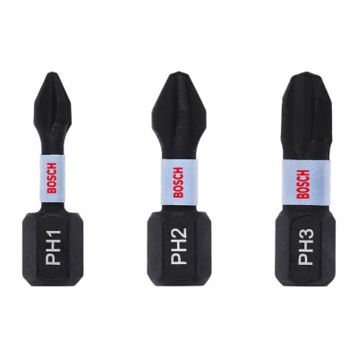 BOSCH Set 3 biti de insurubare cu impact PH1,PH2,PH3, 25 mm foto