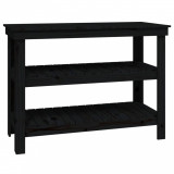 Banc de lucru, negru, 110,5x50x80 cm, lemn masiv pin