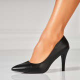 Pantofi dama stiletto Negri din Piele Ecologica Aiken, 35, Negru