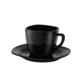 Cumpara ieftin Set cesti cafea cu farfurii 12 piese ZASS Gourmet, 220 ml, negru