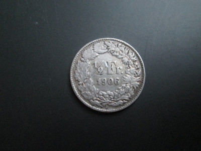 Elvetia _ 1/2 franc 1906 _ moneda din argint,rara foto