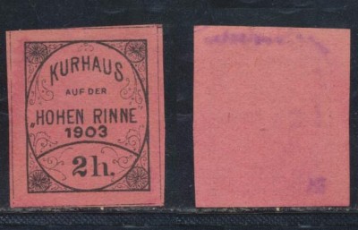 Posta locala Paltinis Hohe Rinne 1903 timbru nedantelat 2 heller negumat foto
