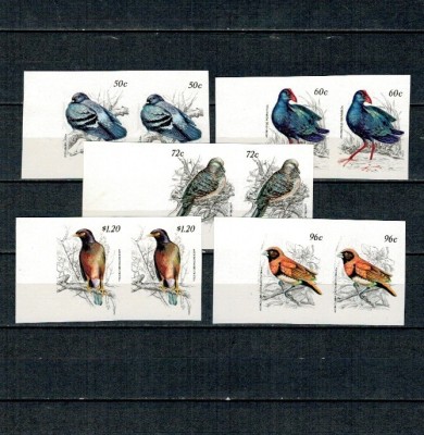 Aitutaki 1984 - Păsări, perechi nedantelate erori/probe, inscripție lipsa foto