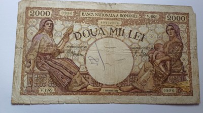 Romania -2000 lei 1943-Septembrie foto