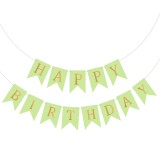 Banner Happy Birthday Verde, Ghirlanda 2.5m x 17cm, Ropet, Decoratiune Aniversare Copii, Petrecere