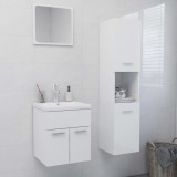 VidaXL Set mobilier de baie, alb extralucios, lemn prelucrat