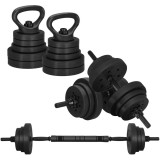 Set de greutati multifunctionale transformabil in gantere, kettlebell, haltera, total 19 kg Household NewTrend