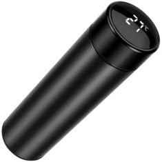 Termos cu afisaj temeperatura, din otel, capacitate 500 ml, cu display LED, negru