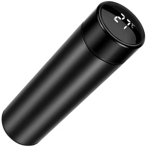 Termos cu afisaj temeperatura, din otel, capacitate 500 ml, cu display LED, negru