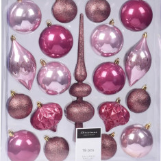 Set 19 Ornamente Pentru Brad Varf Si Globuri Incluse Roz 33532774