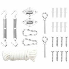 vidaXL Set accesorii parasolar, 9 piese, oțel inoxidabil