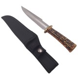 Cumpara ieftin Cutit de vanatoare DEPOX&reg;, Bone Trace, 30.5 cm, otel inoxidabil, bej, teaca inclusa