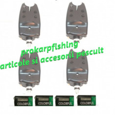 set 4 senzori/avertizori pescuit cu baterii de 9v incluse