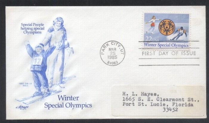 United States 1985 Disabled winter sports FDC K.726