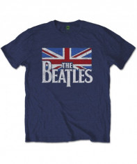 Tricou The Beatles Drop T Logo &amp;amp; Vintage Flag foto