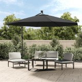 vidaXL Umbrelă &icirc;n consolă cu LED și st&acirc;lp din metal, antracit, 350 cm