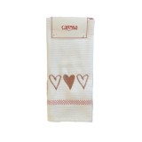 Prosop bucatarie Caressa, bumbac, crem + roz, 40 x 60 cm, set 2 bucati