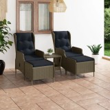 vidaXL Set mobilier de grădină, cu perne, 3 piese, maro, poliratan 3060156