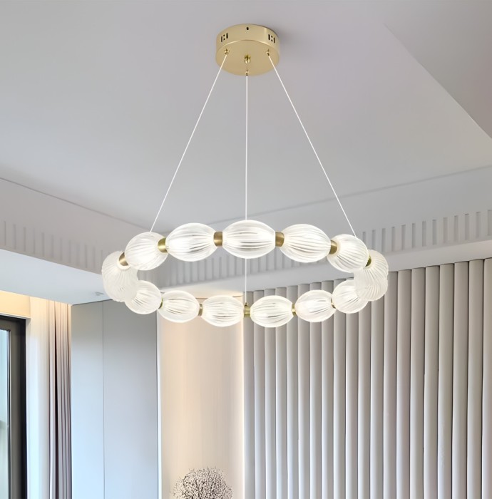 Lustra LED suspendata cu telecomanda FAUSTO II, 43W, lumina Rece/Calda/Neutra, Dimabila,Inaltime Reglabila, Auriu ModernLight Concept