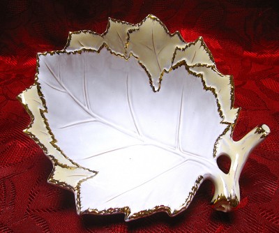 BOL BOMBONIERA CERAMICA DECOR FRUNZE 18.5 CM foto