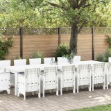 VidaXL Set de masă de grădină 15 pcs Alb mare Ratan plastic și metal