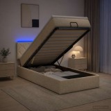 Cumpara ieftin Pat Ottoman cu Saltea si LED Crem 80 x 200 cm Tesatura