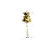 Ornament de brad clopotel cu paiete model 2, flippy, auriu, lemn, 36 cm