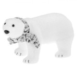 Figurină Decorativă de Crăciun, Urs Polar, Fular Gri, 29 cm, Alb, Oem