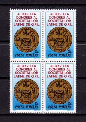 ✅RO 1984 LP 1102 &amp;quot;Al 25-lea Congres al Soc. Latine O.R.L.&amp;quot; , serie in bloc de 4 ,MNH foto