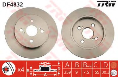Disc frana TOYOTA YARIS (P9) (2005 - 2013) TRW DF4832 foto