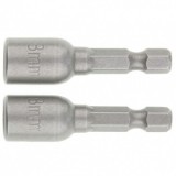 Set 2 Capete Tubulare 8mm MTX 115699, Prindere Hexagonala 1/4, Otel 40ACR, Magnetice, L=45mm