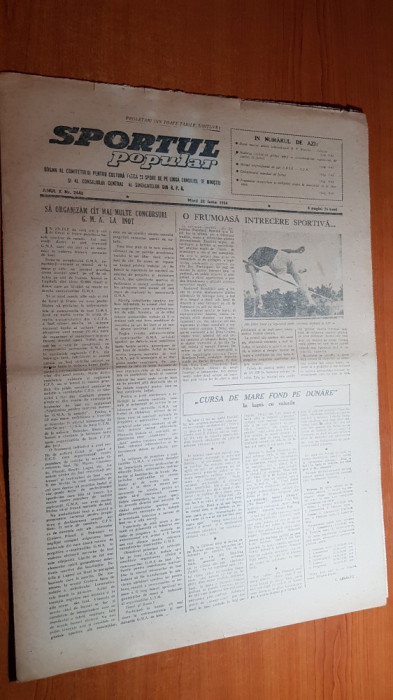 sportul popular 22 iunie 1954-cursa de mare fond pe dunare,motociclism viteza