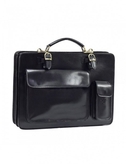 Servieta dama din piele naturala, neagra, DS105