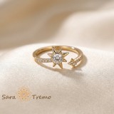 Inel Steaua Luminii , Inel placat cu aur 14K cu zirconia albe