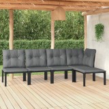 VidaXL Set mobilier de grădină, 5 piese, negru/gri, poliratan 3187745