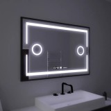 Oglinda LED Rectangulara, 120x80cm, Senzor MotionGlow Marcello, Sistem Dezaburire, Ceas &amp; Termometru, Lupa Cosmetica, Dimabila ModernLight Concept