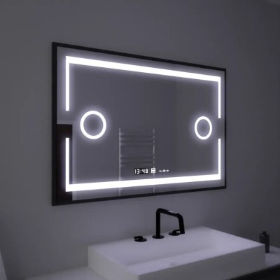 Oglinda LED Rectangulara, 120x80cm, Senzor MotionGlow Marcello, Sistem Dezaburire, Ceas &amp;amp; Termometru, Lupa Cosmetica, Dimabila ModernLight Concept foto