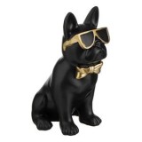 Figurina Decorativa Caine Negru cu Accente Aurii CMCLASS Decoratiune Cadou