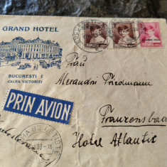 Plic filatelic circulat 1930, francatura Mixta Mihai, Grand Hotel Bucuresti