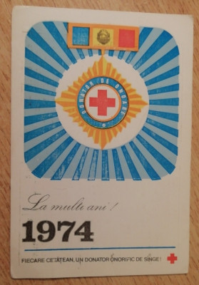 M3 C31 - 1974 - Calendare de buzunar - Crucea rosie - donatori de sange foto
