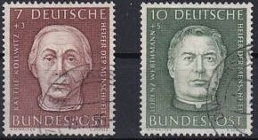 GERMANIA 1954 IN SLUJBA UMANITATII , KOLLWITZ , WERTHMANN 2 TIMBRE STAMPILATE foto