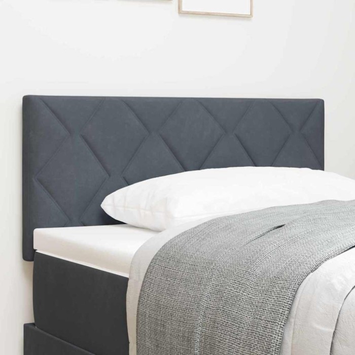 Tăblie cap Pe perete Geometric Manual Gri &icirc;nchis 100 cm Catifea