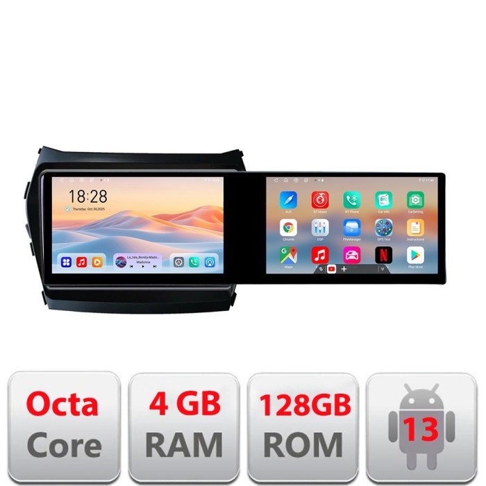 Navigatie Hyundai IX45 Santa Fe 2013-2015 Kit-209 Edotec 2 ecrane 8 core 4+128 21.6 inch Incell android Wifi 5Ghz gps internet 32 CarStore Technology
