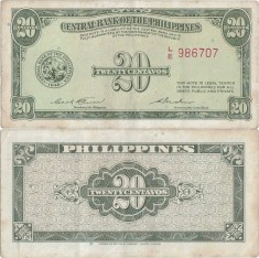 1949 , 20 centavos ( P-130b ) - Filipine foto