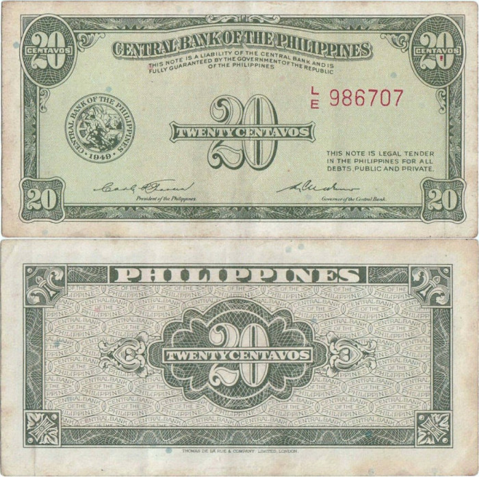 1949 , 20 centavos ( P-130b ) - Filipine