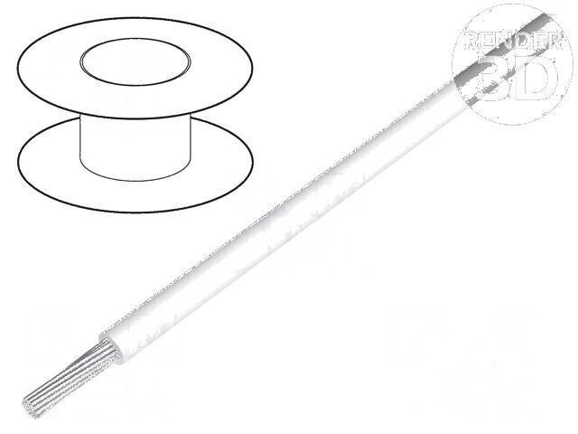 Cablu HookUp Wire litat Cu 26AWG PTFE alb 250V 30,5m 100ft - Cablu electric litat alb 26AWG PTFE 30,5m